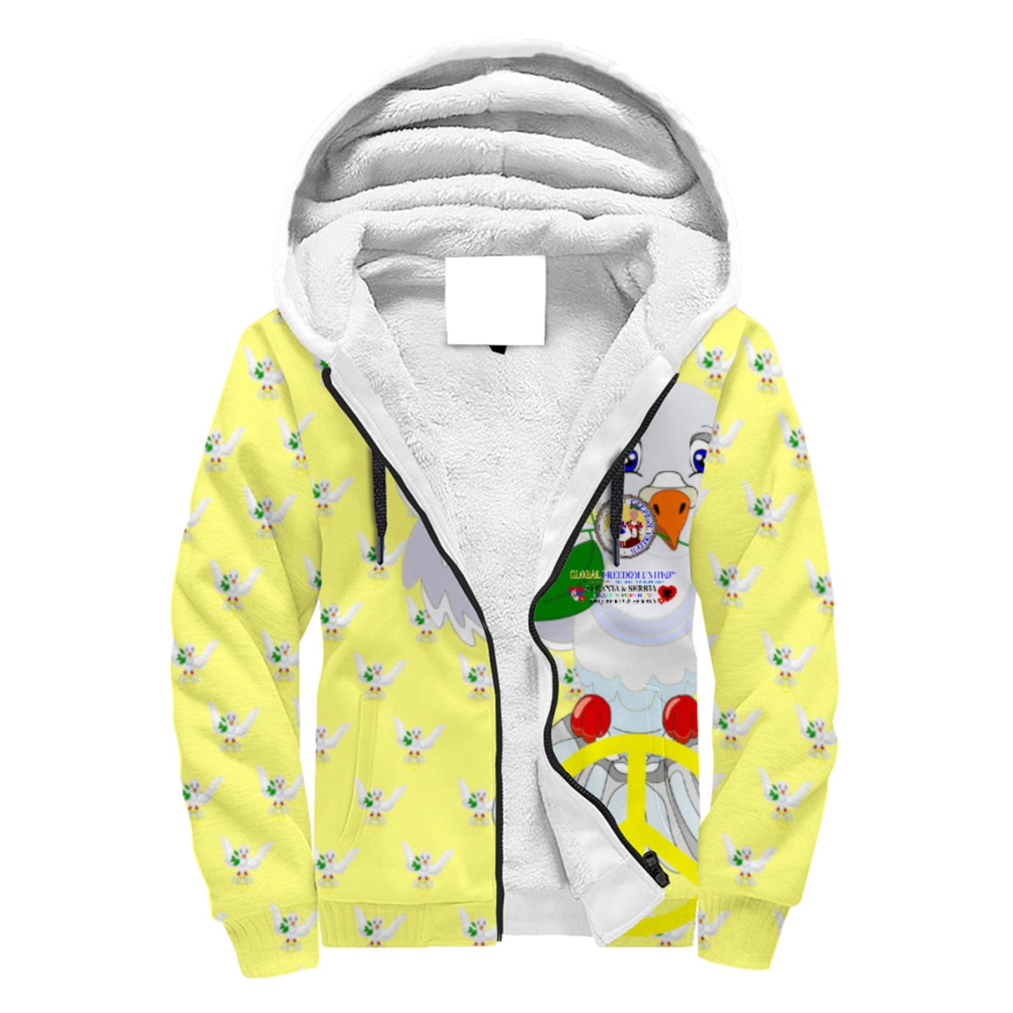 Plush Hoodie GLOBAL FREEDOM UNITED© Men Albania & Serbia Yellow