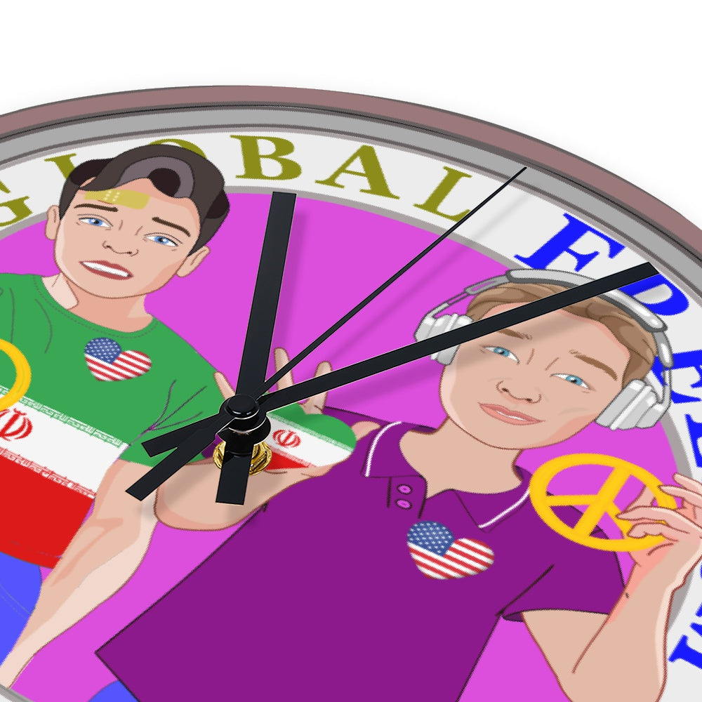 Wooden Wall Clock Without Scale GLOBAL FREEDOM UNITED© Men Iran & USA