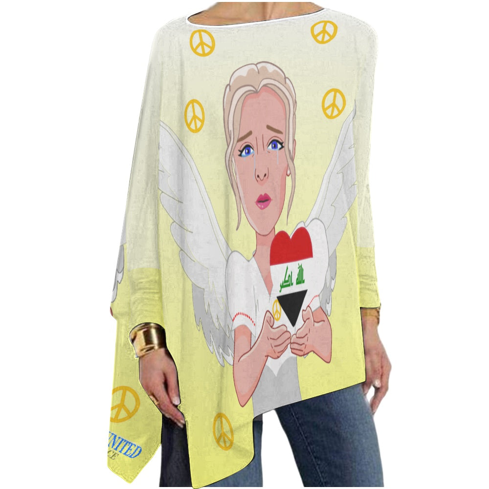 Pullover Long Sleeve T-shirt GLOBAL FREEDOM UNITED© Women Angel for Iraq