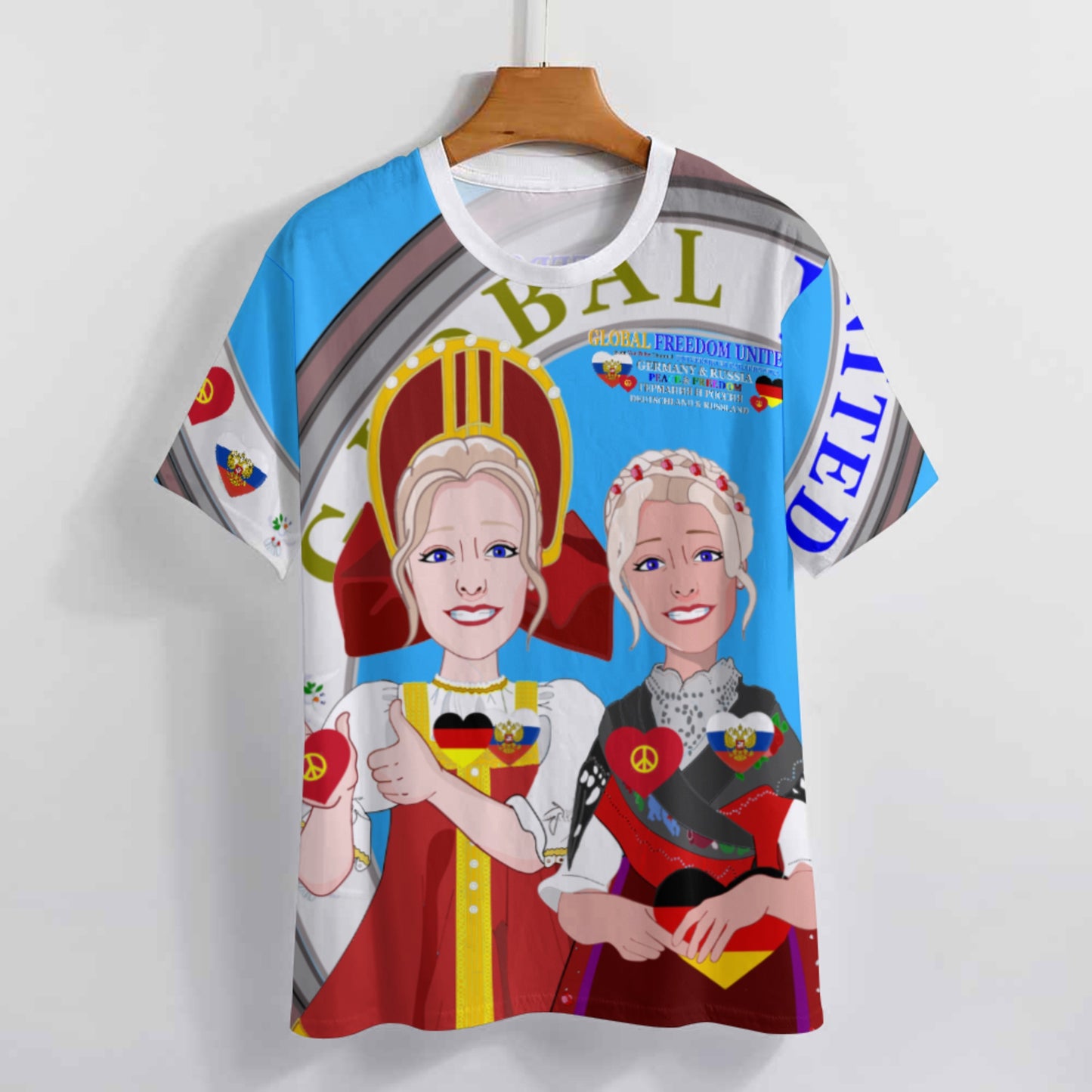 Women´s T-shirt 3 GLOBAL FREEDOM UNITED© Women RUSSIA & GERMANY Blue
