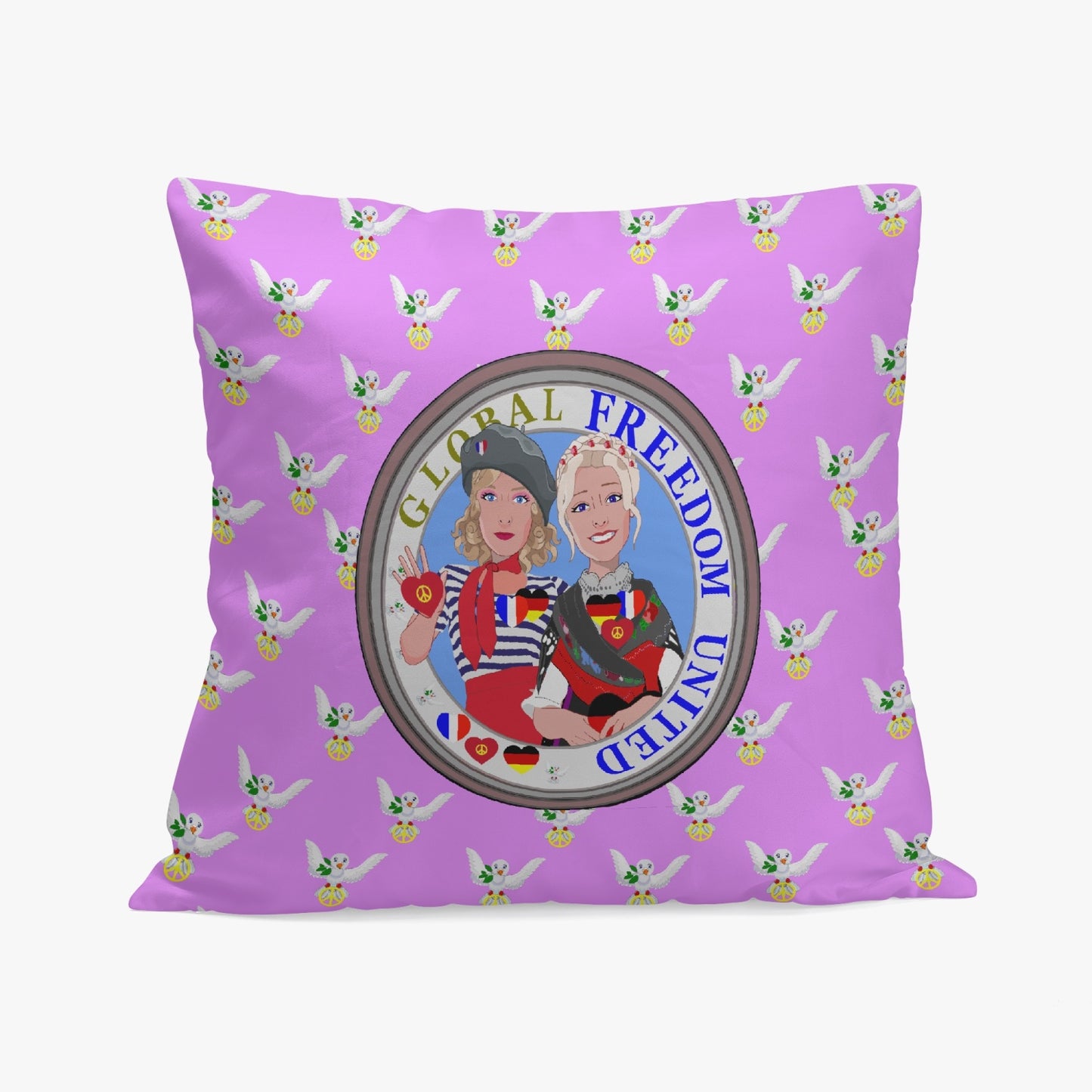 GLOBAL FREEDOM UNITED© Women FRENCH & GERMANY Lilac 18'' Square Pillow Cover