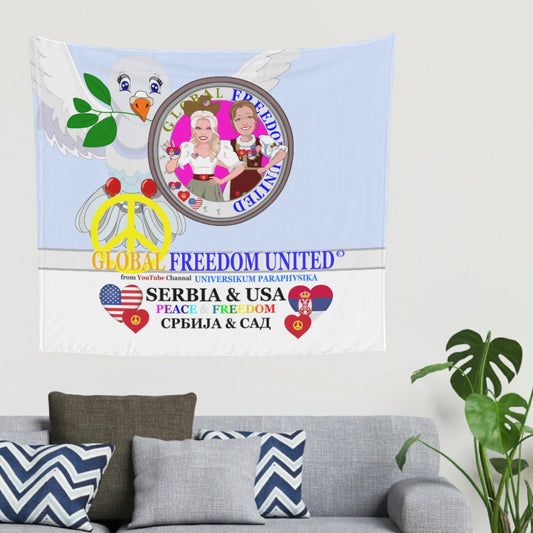 Tapestry Global Freedom United Women Usa & Serbia Old Peace Light Blue