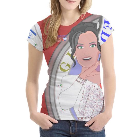 Women´s T-shirt 2 GLOBAL FREEDOM UNITED© Women Palestina & Israel Red