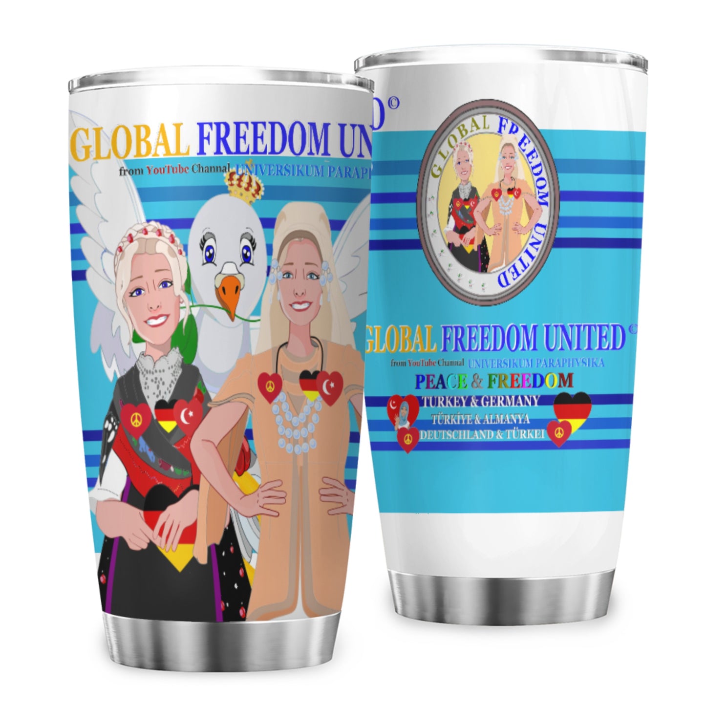 Tumbler Global Freedom United Women Germany & Turkey Old Peace Blue