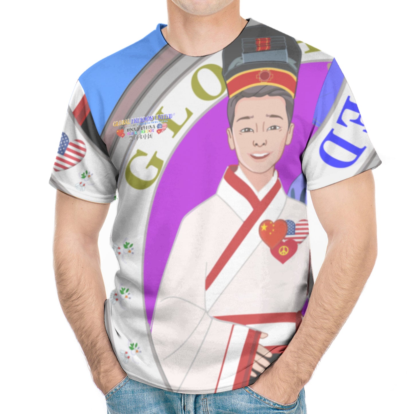 Men´s T-shirt GLOBAL FREEDOM UNITED© Men China & USA V2 Blue