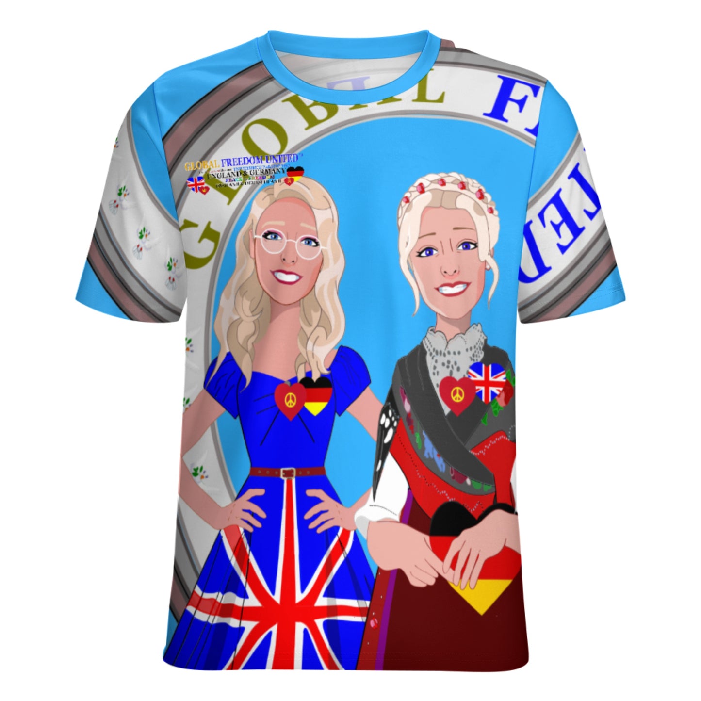 Women´s T-shirt 2 GLOBAL FREEDOM UNITED© Women England & Germany  Blue