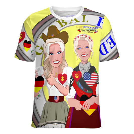 Women´s T-Shirt GLOBAL FREEDOM UNITED© Women USA & Germany Yellow