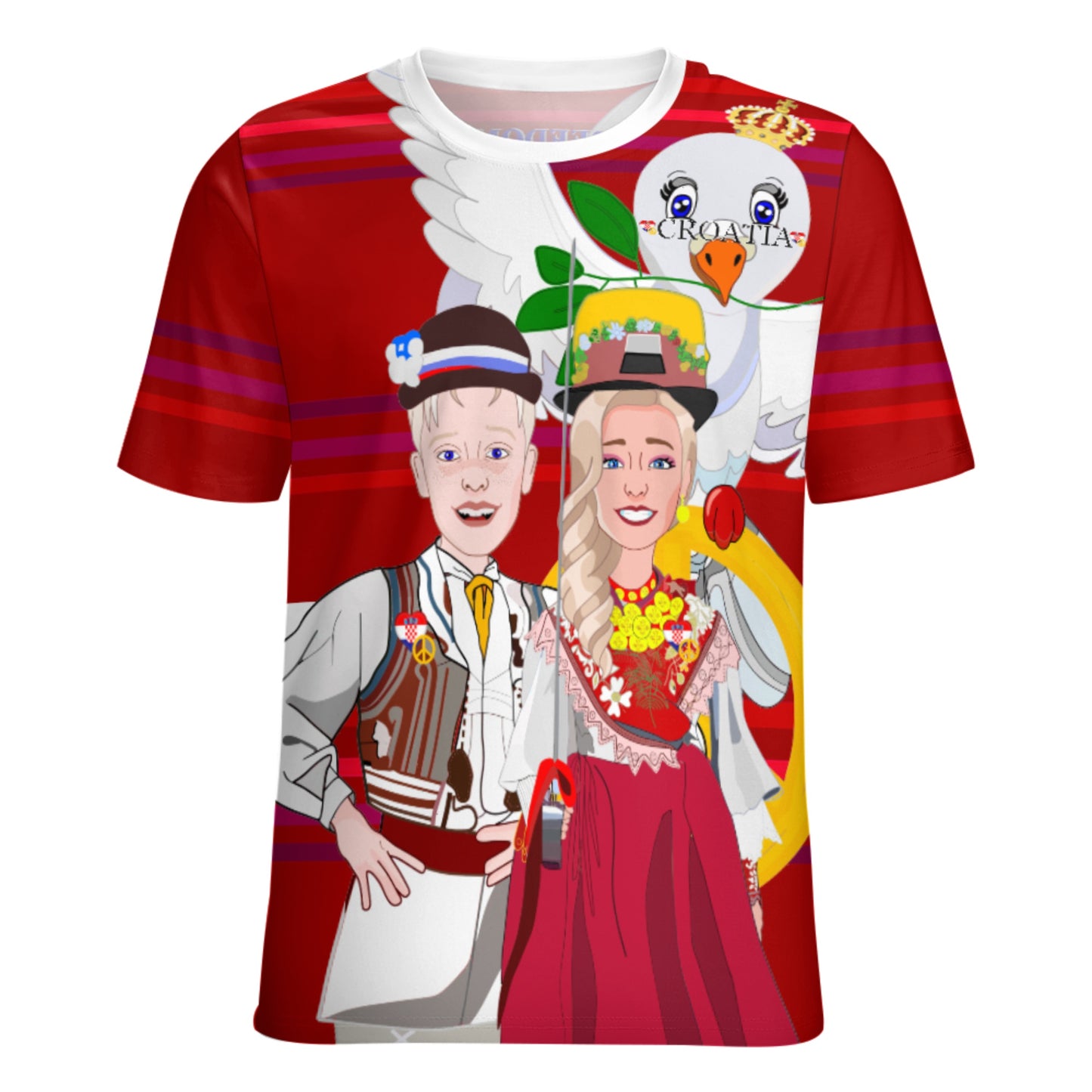 Women´s T-shirt 1 Global Freedom United Couple Edition Croatia Red