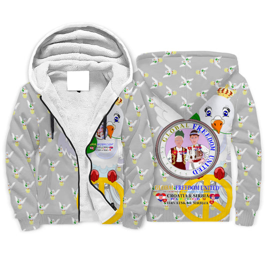 Plush Hoodie GLOBAL FREEDOM UNITED© Men Croatia & Serbia Grey