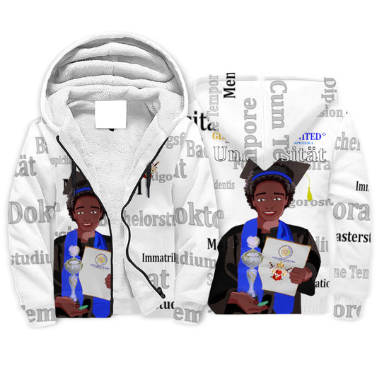 Plush Hoodie  Global Freedom United Afro Student Boy Silver Place