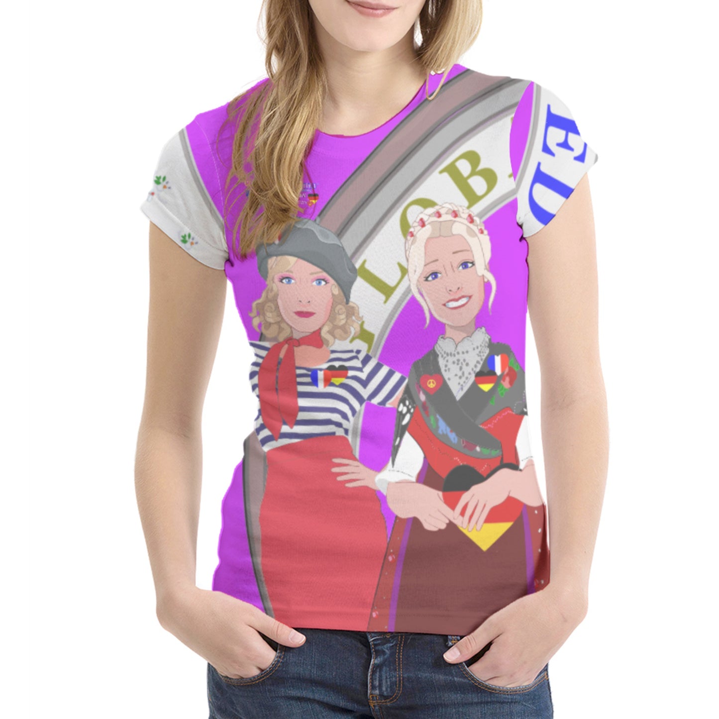 Women´s T-shirt 1 GLOBAL FREEDOM UNITED© Women French & Germany Lilac