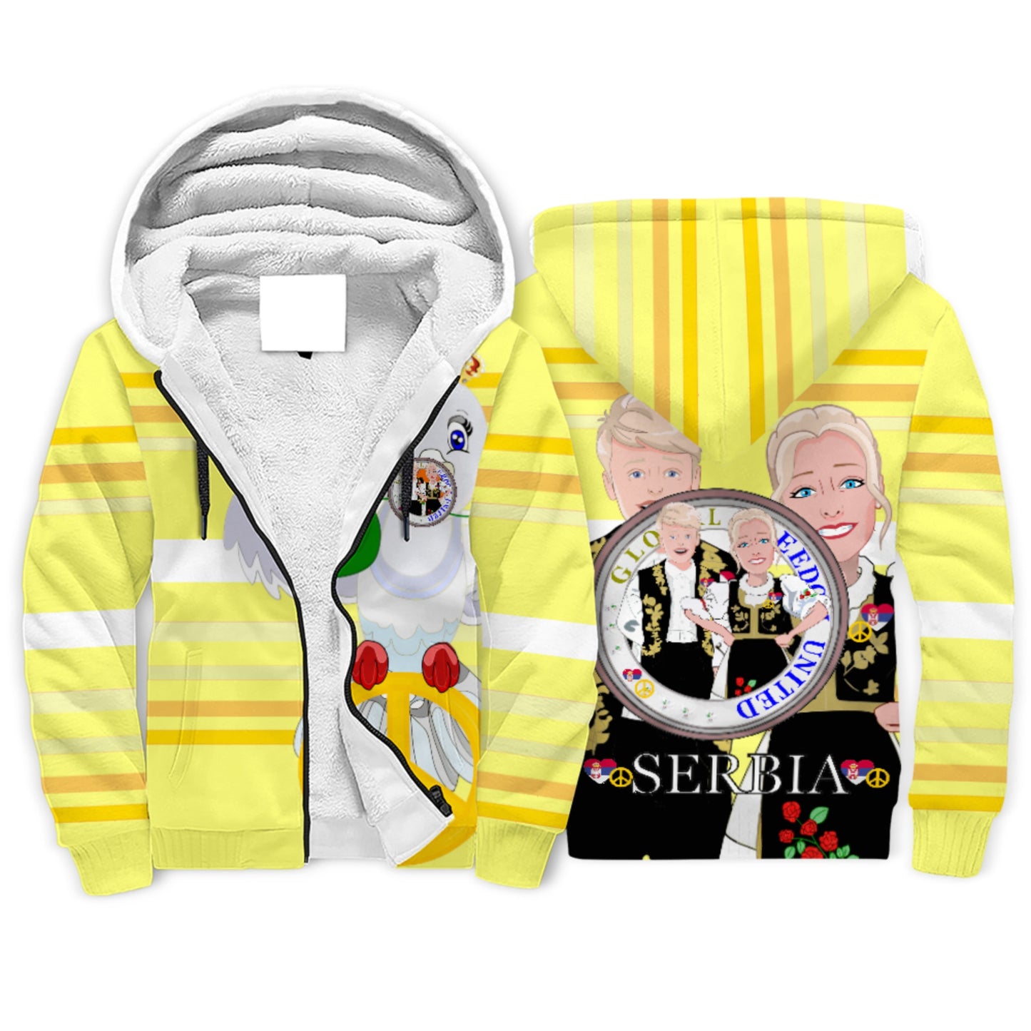 Plush Hoodie 1 Global Freedom United Couple Edition Serbia Yellow