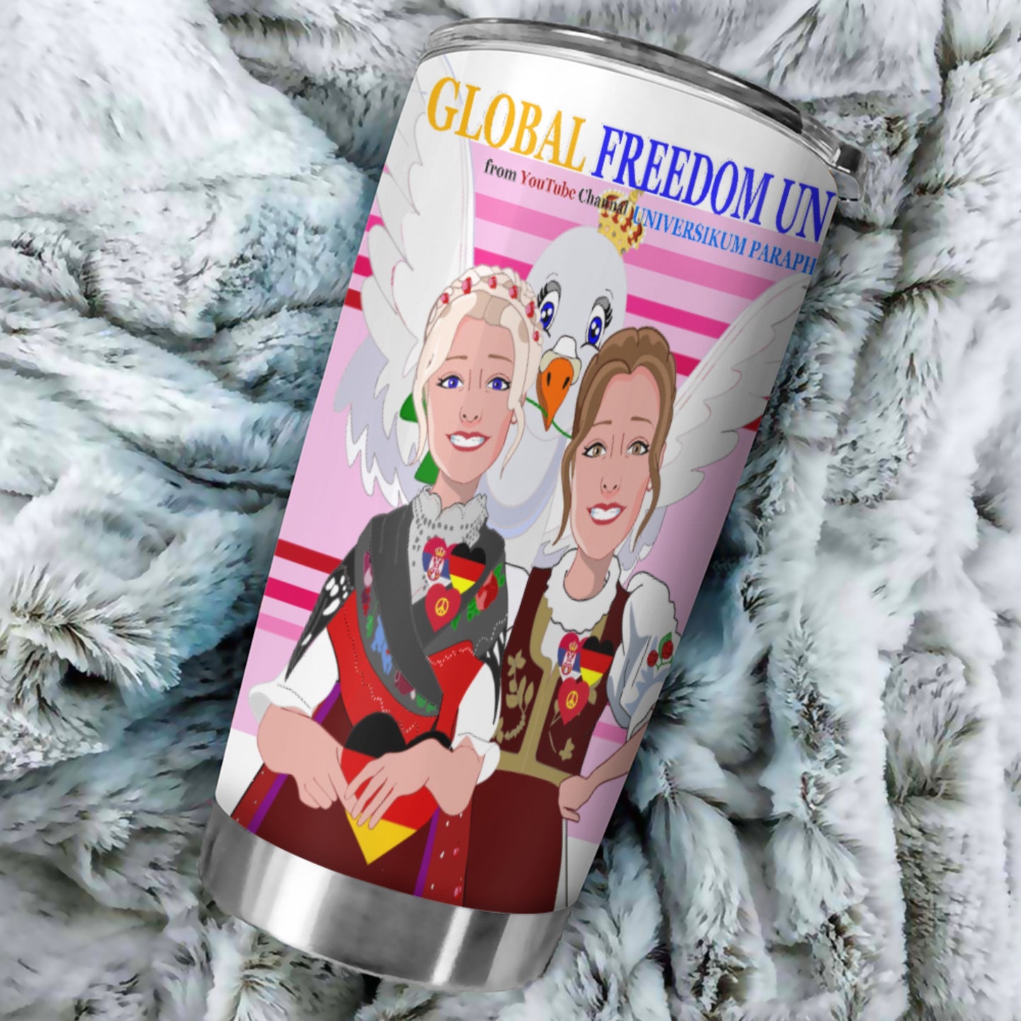 Tumbler GLOBAL FREEDOM UNITED© Women Serbia & Germany Pink2