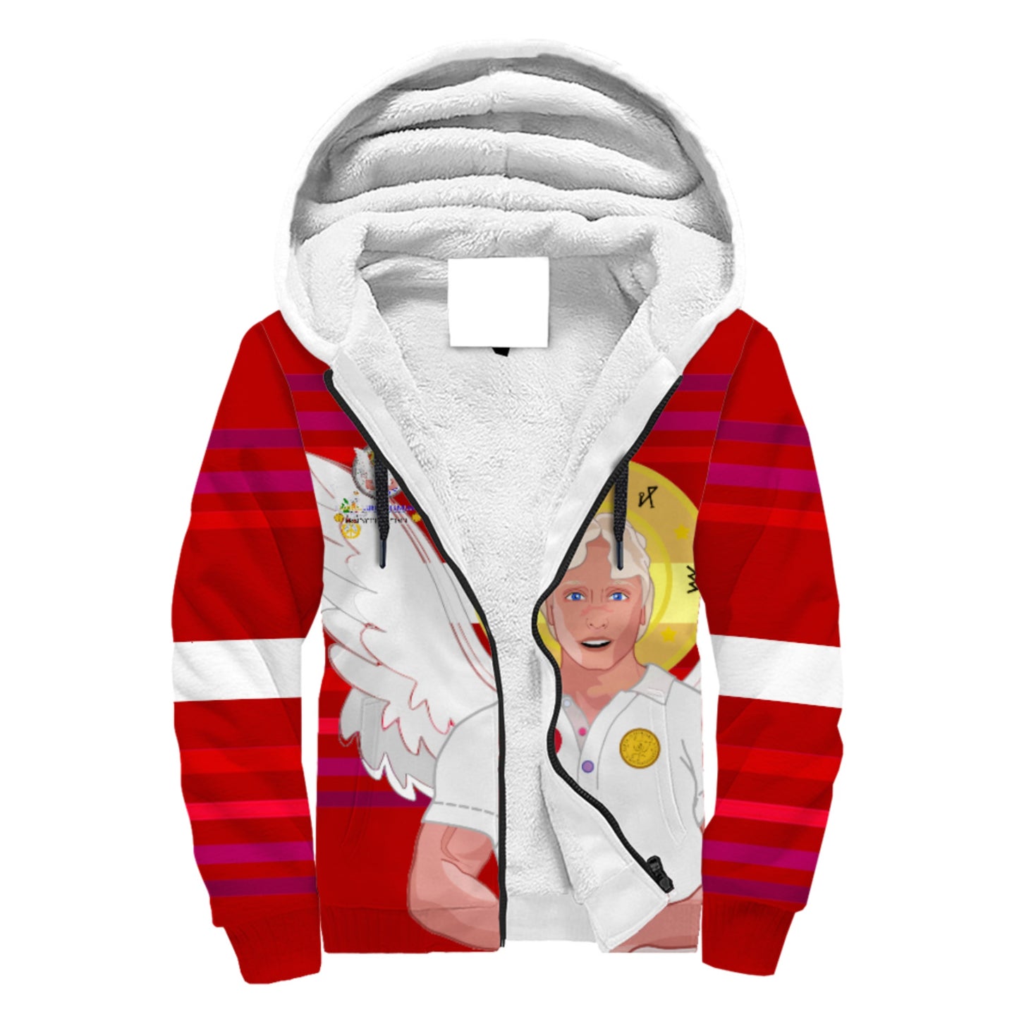 Plush Hoodie Global Freedom United Archangel Michael No 2 German Red