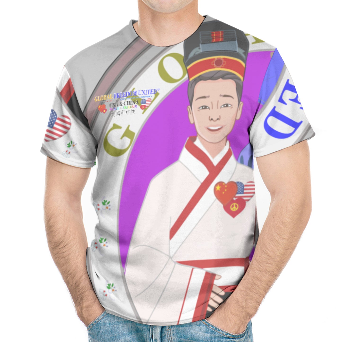 Men´s T-shirt GLOBAL FREEDOM UNITED© Men China & USA V2 Grey