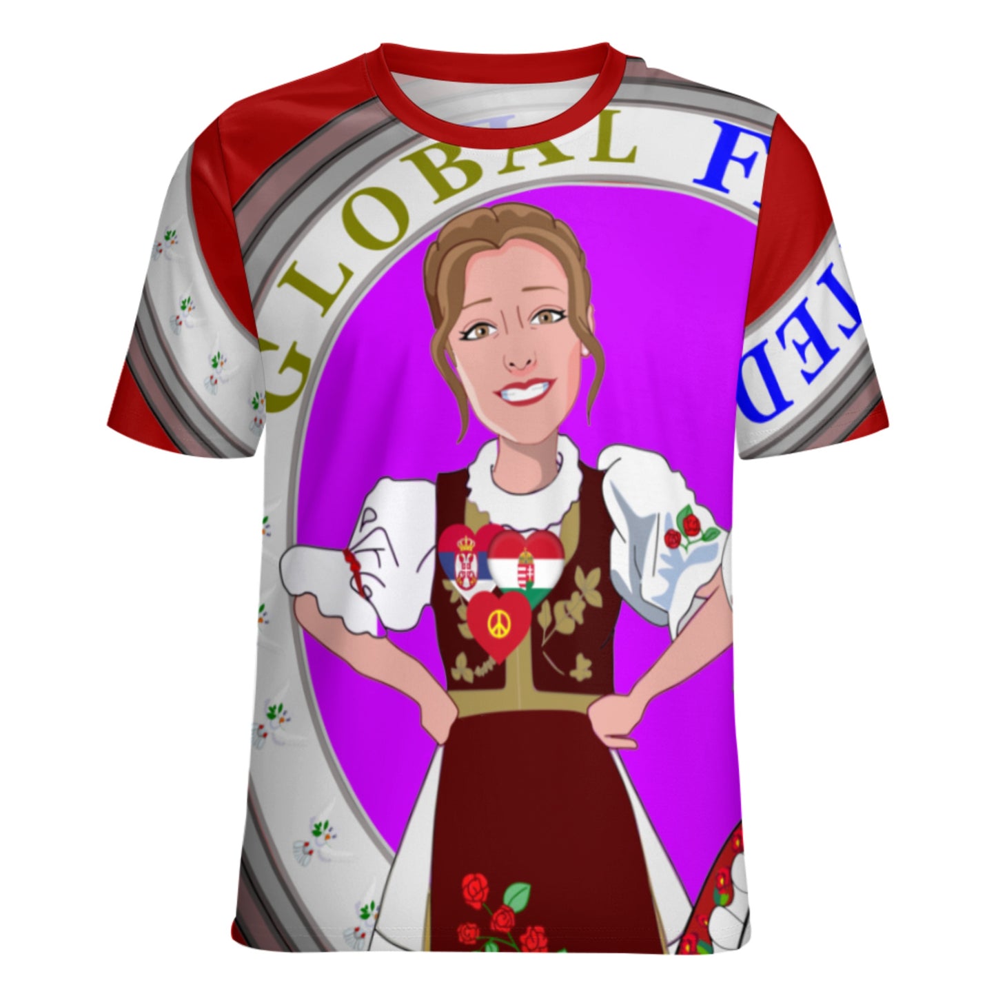 Women´s T-shirt 2 GLOBAL FREEDOM UNITED© Serbia & Hungary Red