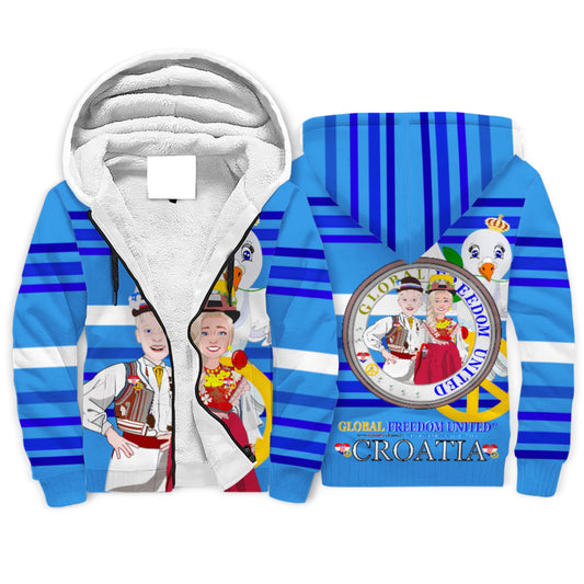 Plush Hoodie Global Freedom United Couple Edition Croatia  Deep Blue