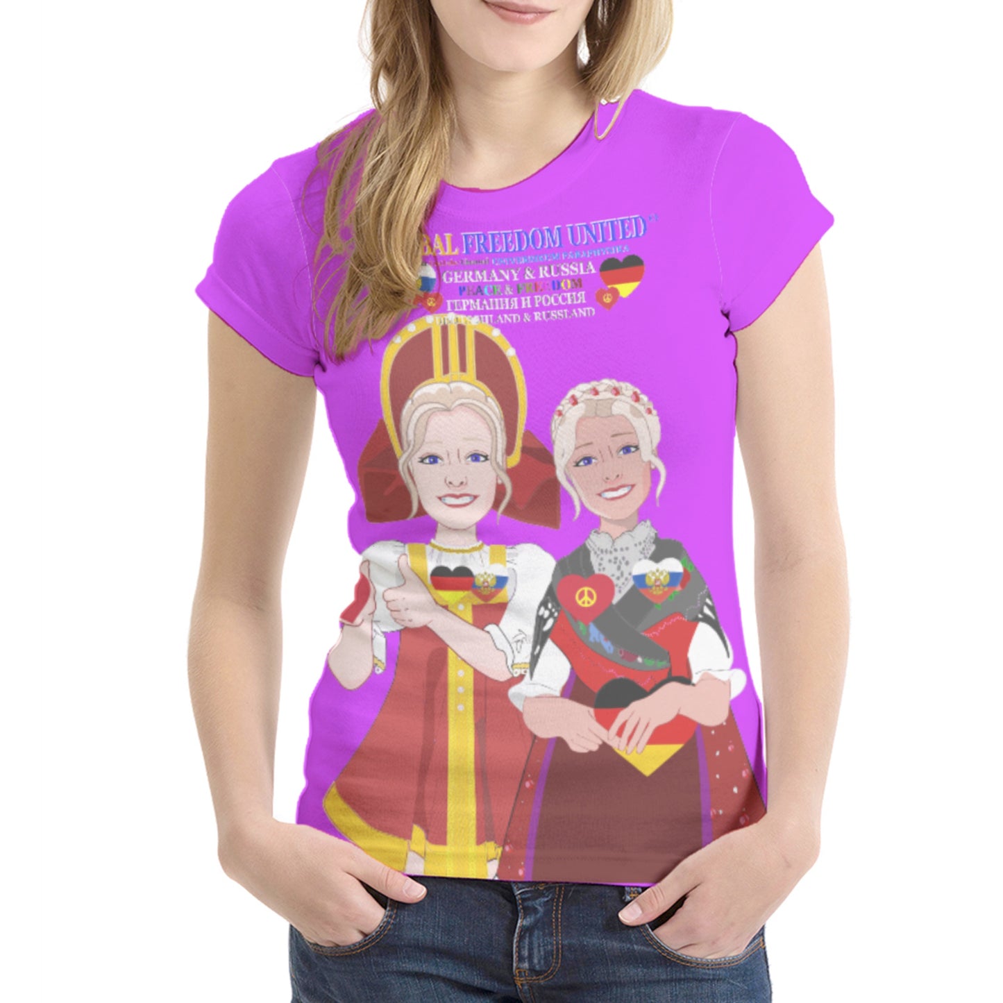 Women´s T-shirt 1 GLOBAL FREEDOM UNITED© Women RUSSIA & GERMANY Lilac