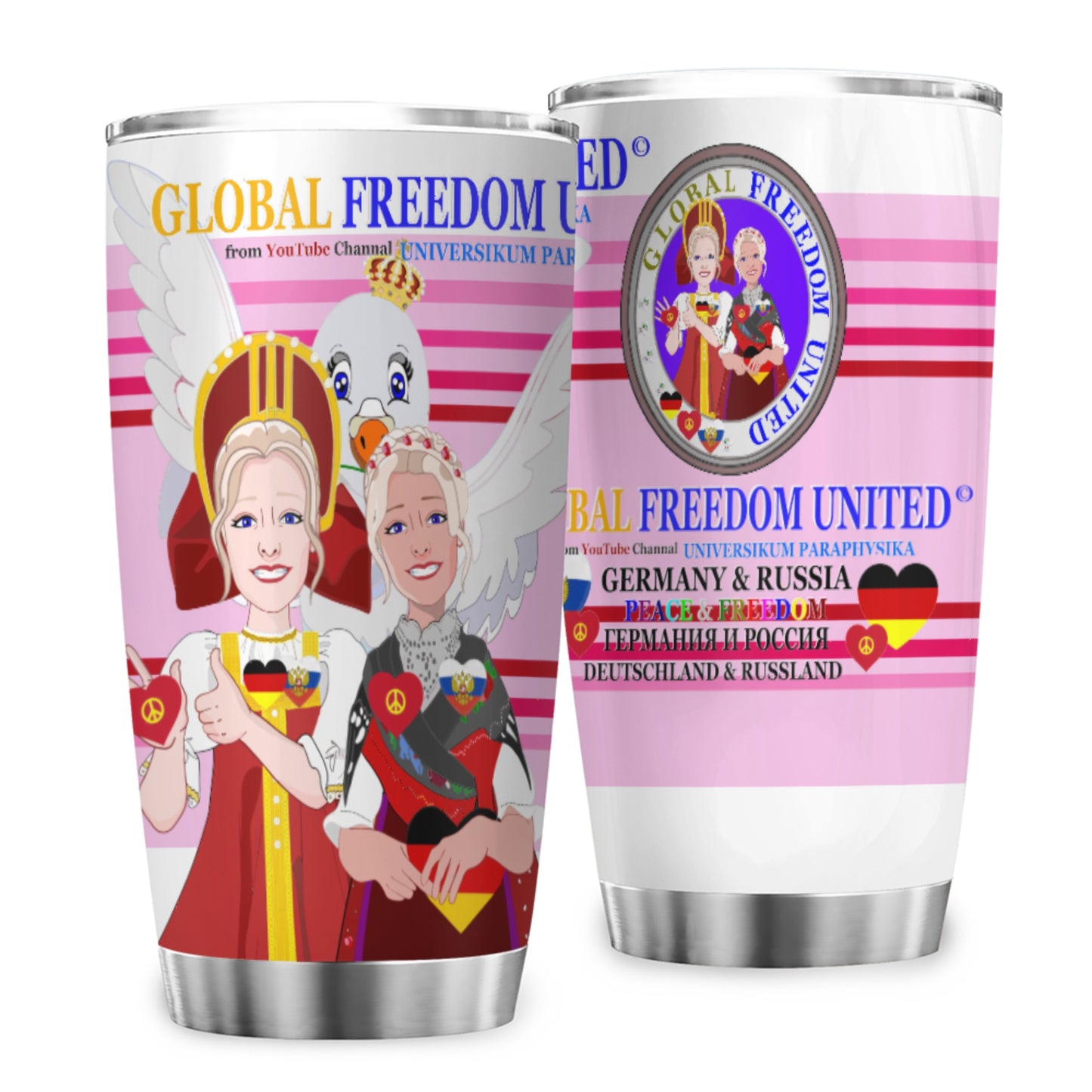 Tumbler Global Freedom United Women Russia & Germany Old Peace Pink1