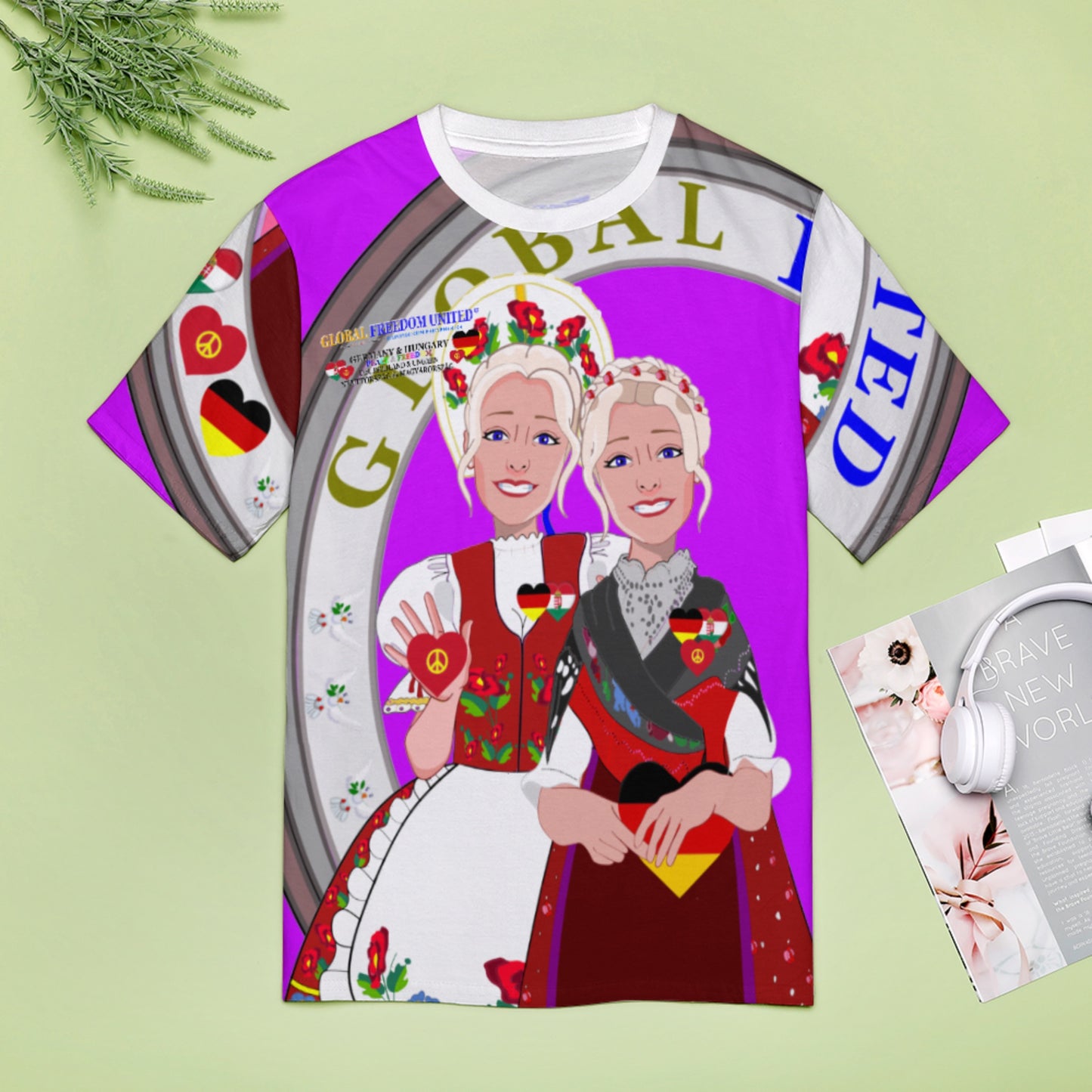 Women´s T-shirt 3 GLOBAL FREEDOM UNITED© Women Germany & Hungary Lilac