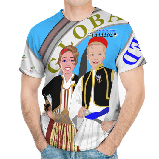Men´s T-shirt GLOBAL FREEDOM UNITED© Couple Edition Greece Blue