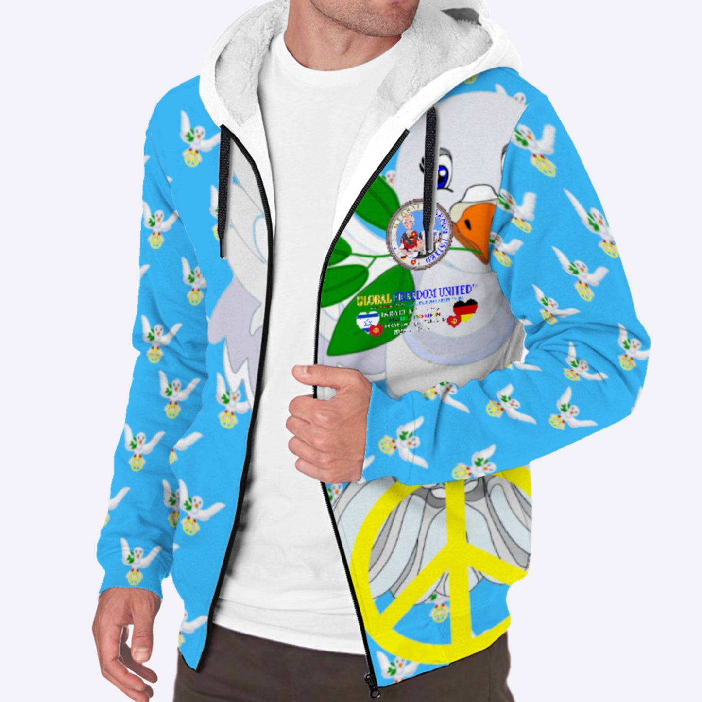 Plush Hoodie GLOBAL FREEDOM UNITED© Women Israel & Germany Old Peace