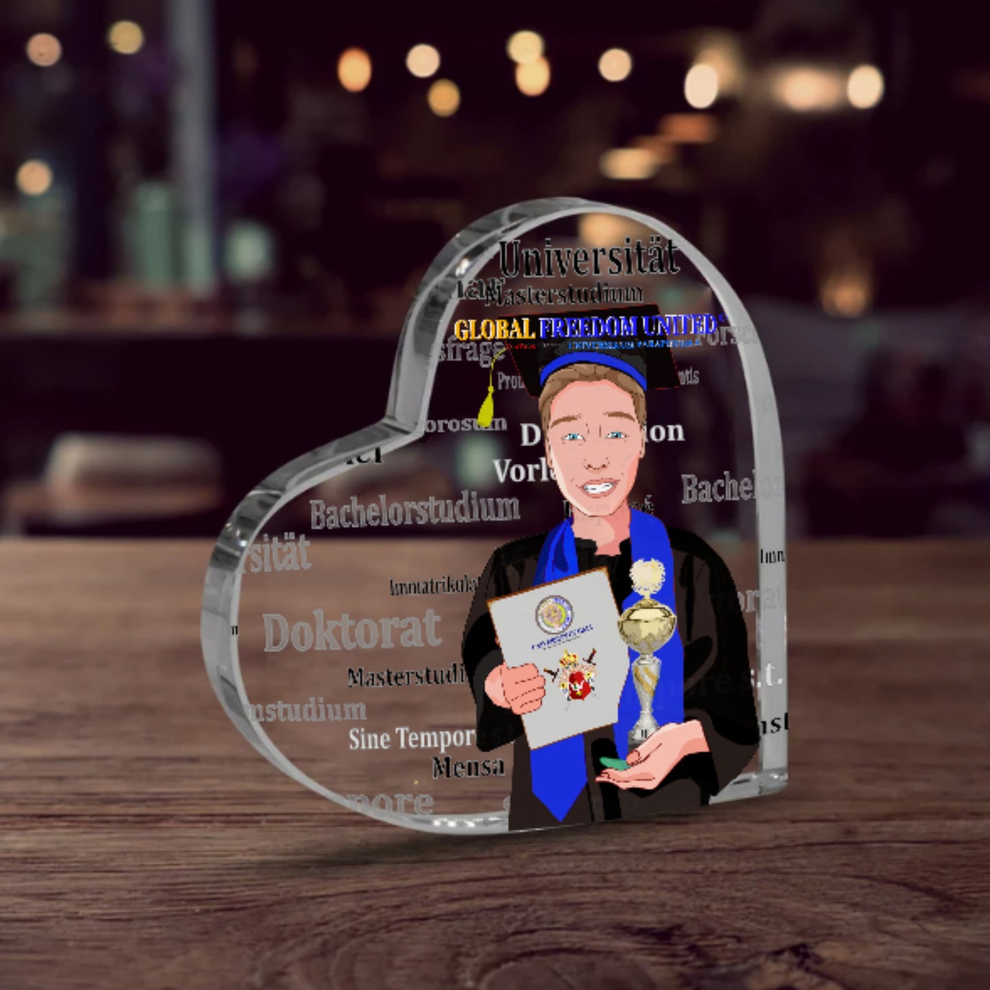 Acryl Heart Global Freedom United Student Brown Hair 3