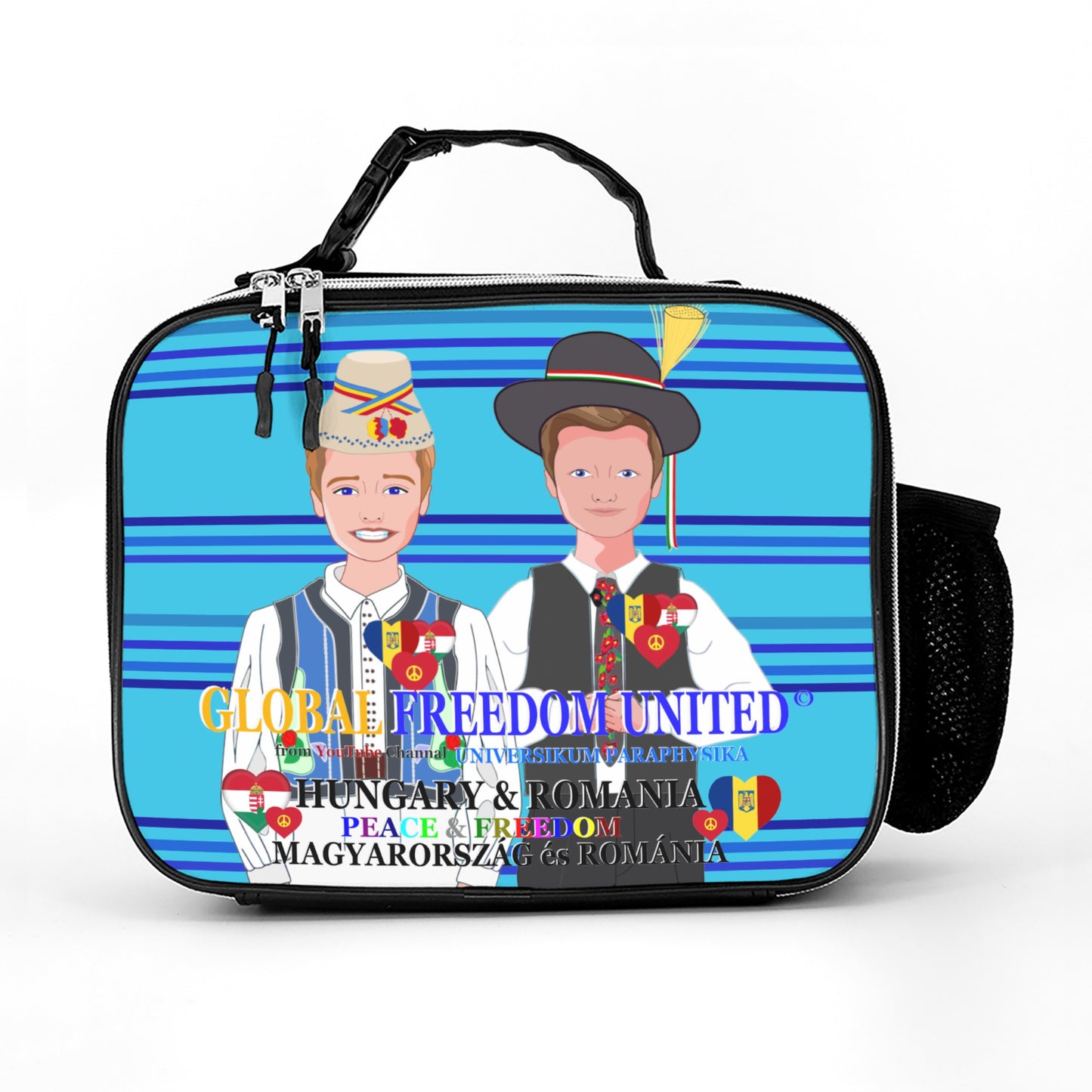 Leather Meal Bag GLOBAL FREEDOM UNITED© Men Romania & Hungary Blue