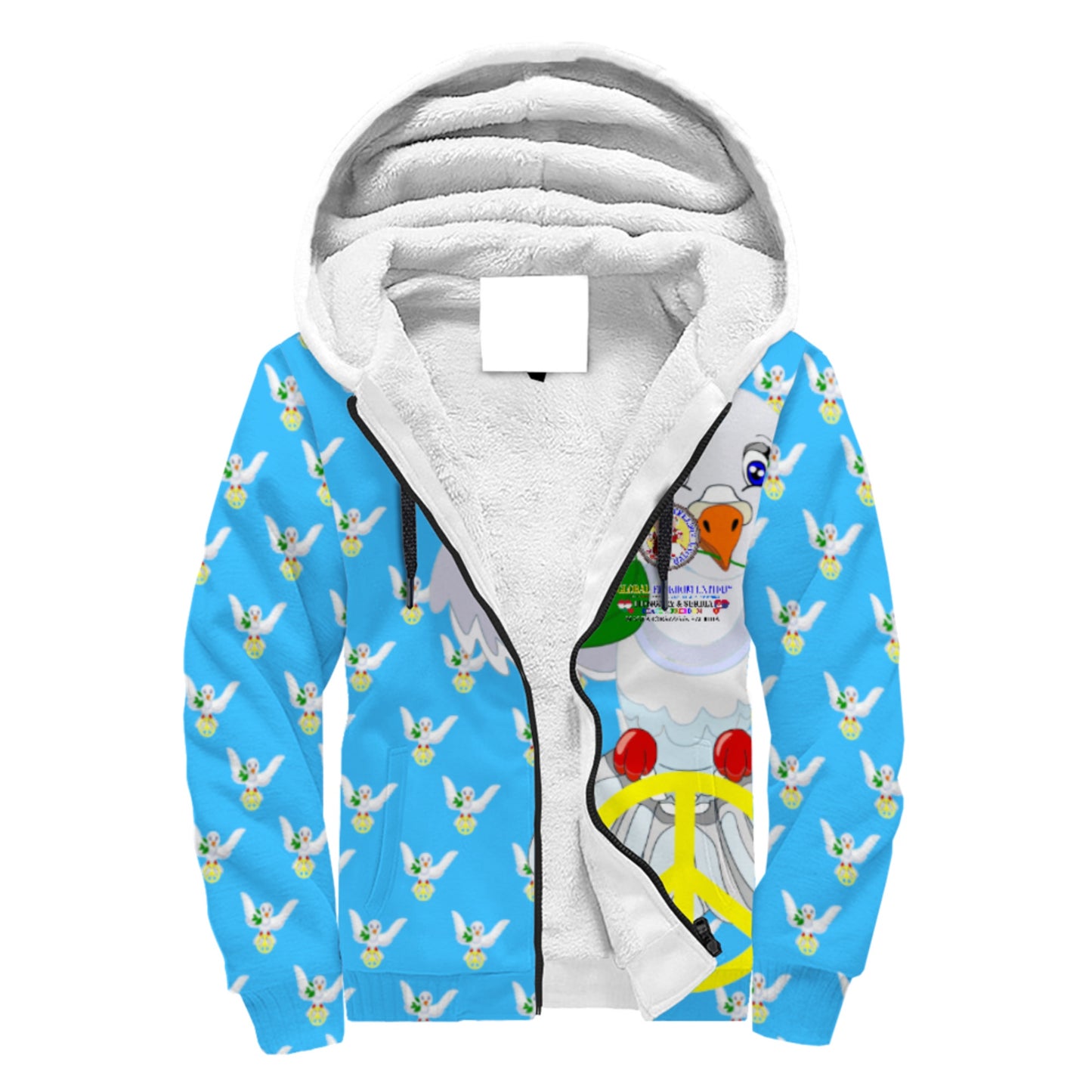 Plush Hoodie GLOBAL FREEDOM UNITED© Women Serbia & Hungary Blue
