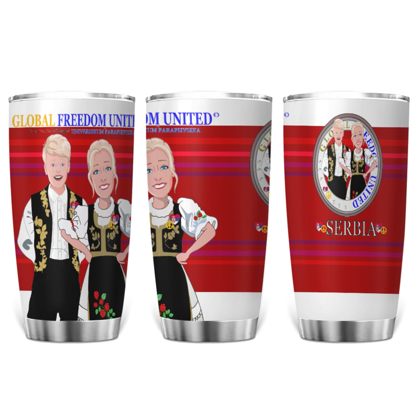 Tumbler Global Freedom United Couple Edition Serbia Black Red