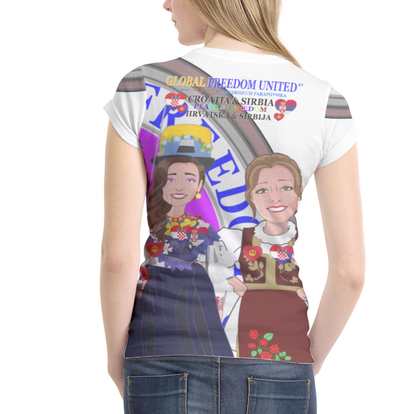Women´s T-shirt GLOBAL FREEDOM UNITED© Women Croatia & Serbia V1 Wight