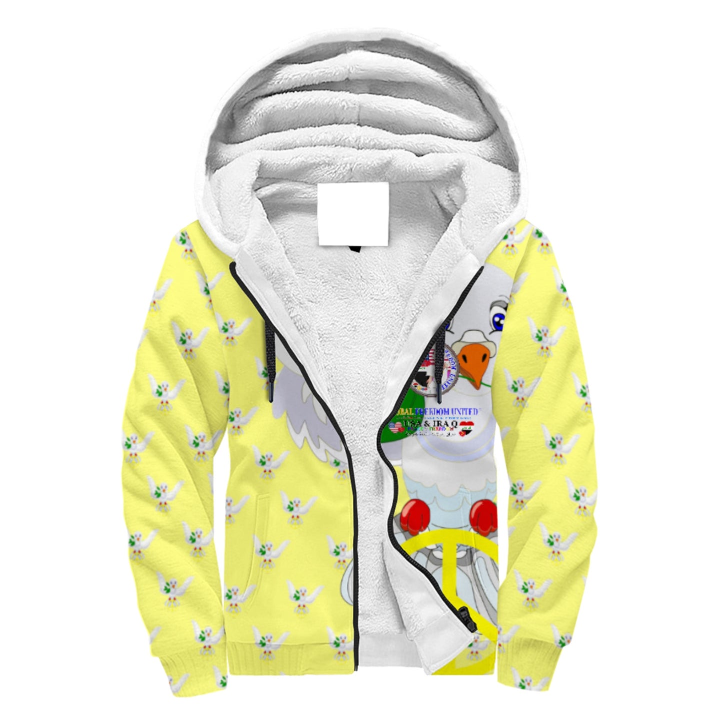 Plush Hoodie GLOBAL FREEDOM UNITED© Women Iraq & USA Yellow