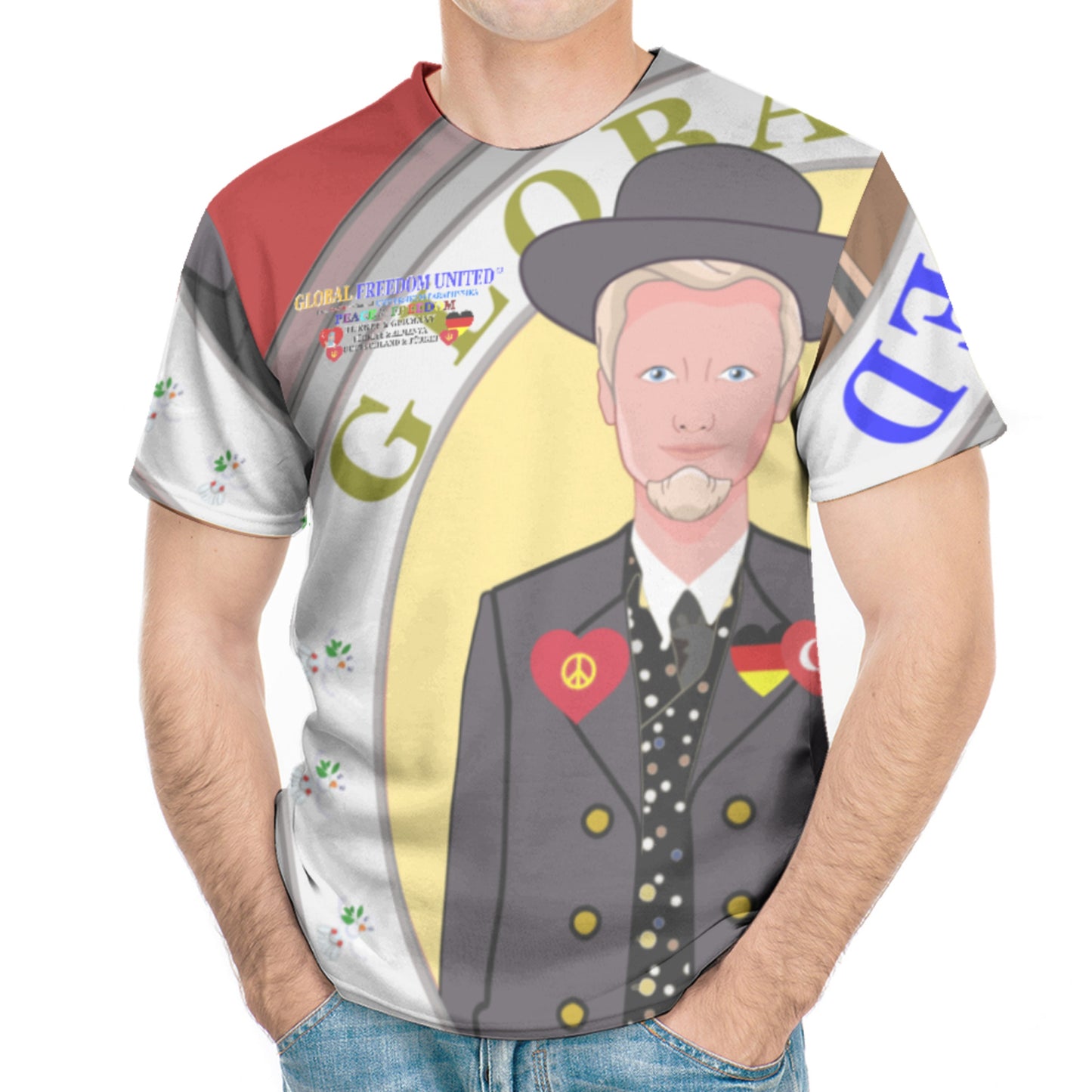 Men´s T-shirt 2 GLOBAL FREEDOM UNITED© Men Germany & Turkey Red