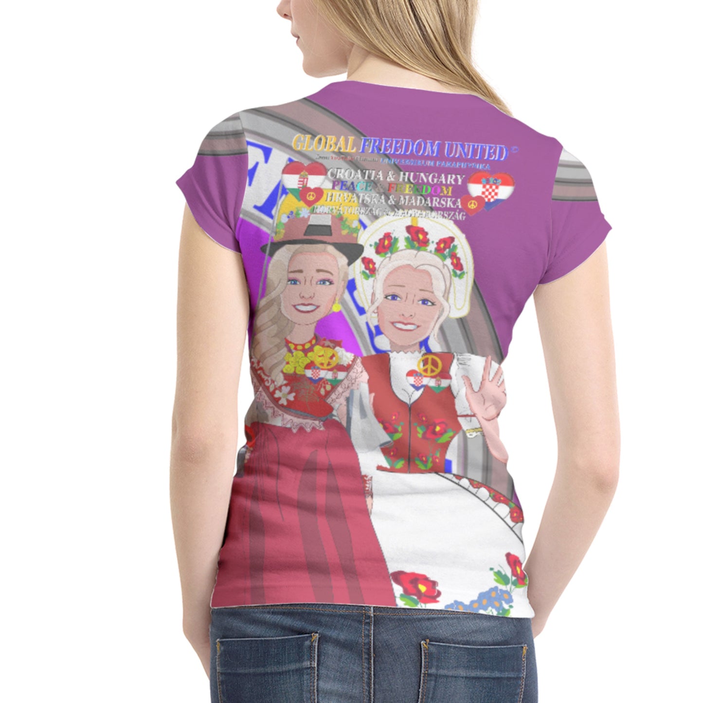 Women´s T-shirt GLOBAL FREEDOM UNITED© Women Croatia & Hungary V1 Lilac