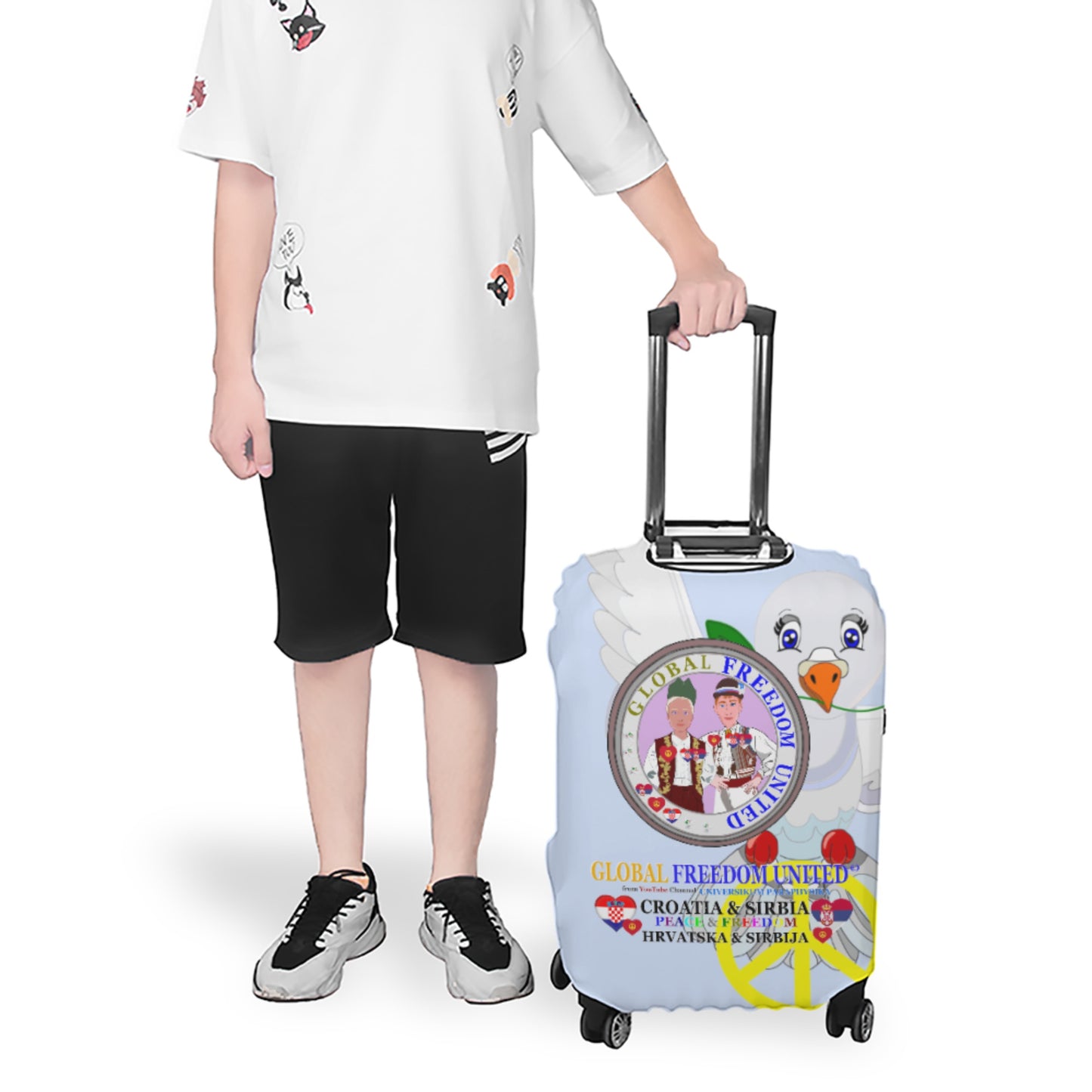 Lugguage Cover Global Freedom United Men Croatia & Serbia Old Peace Light Blue