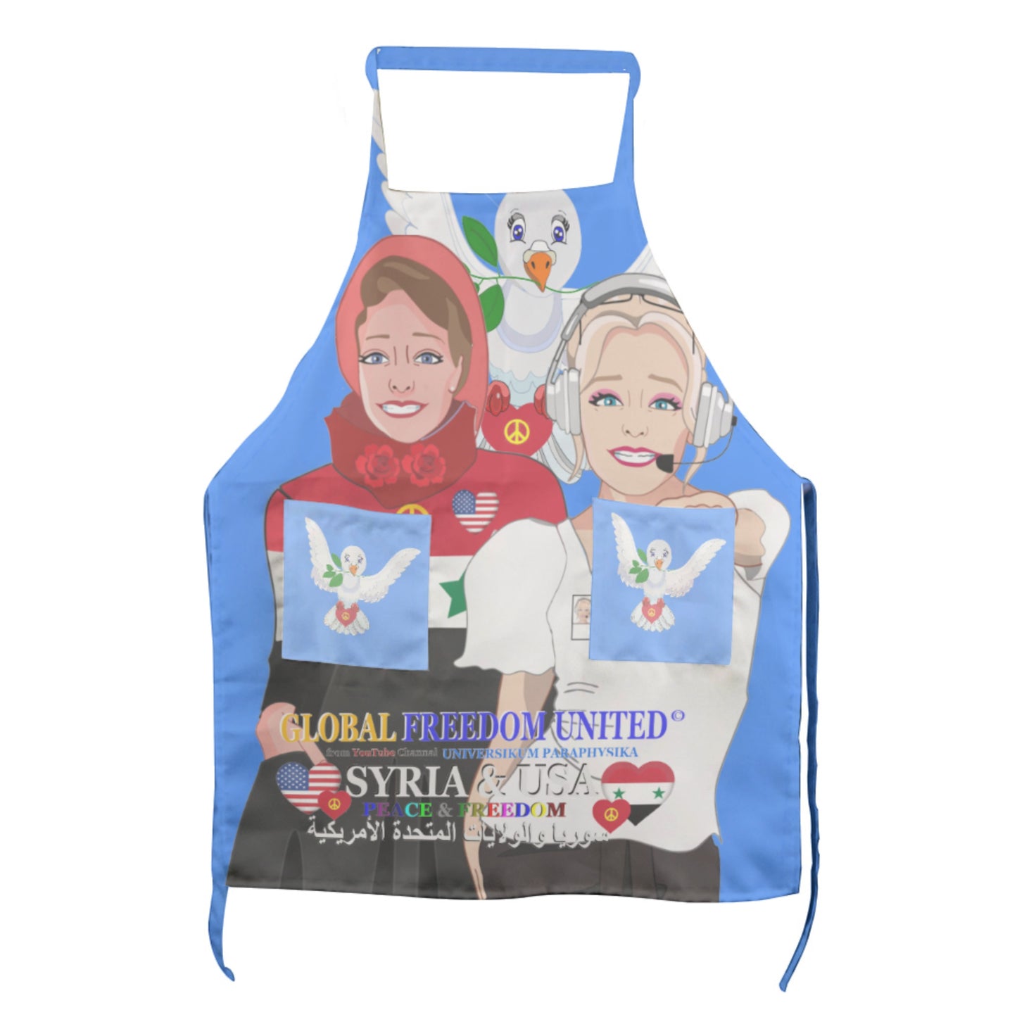 Apron GLOBAL FREEDOM UNITED© Women Syria & USA Blue