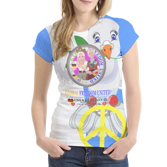 Women´s T-Shirt 1 GLOBAL FREEDOM UNITED© Women USA & Germany Blue
