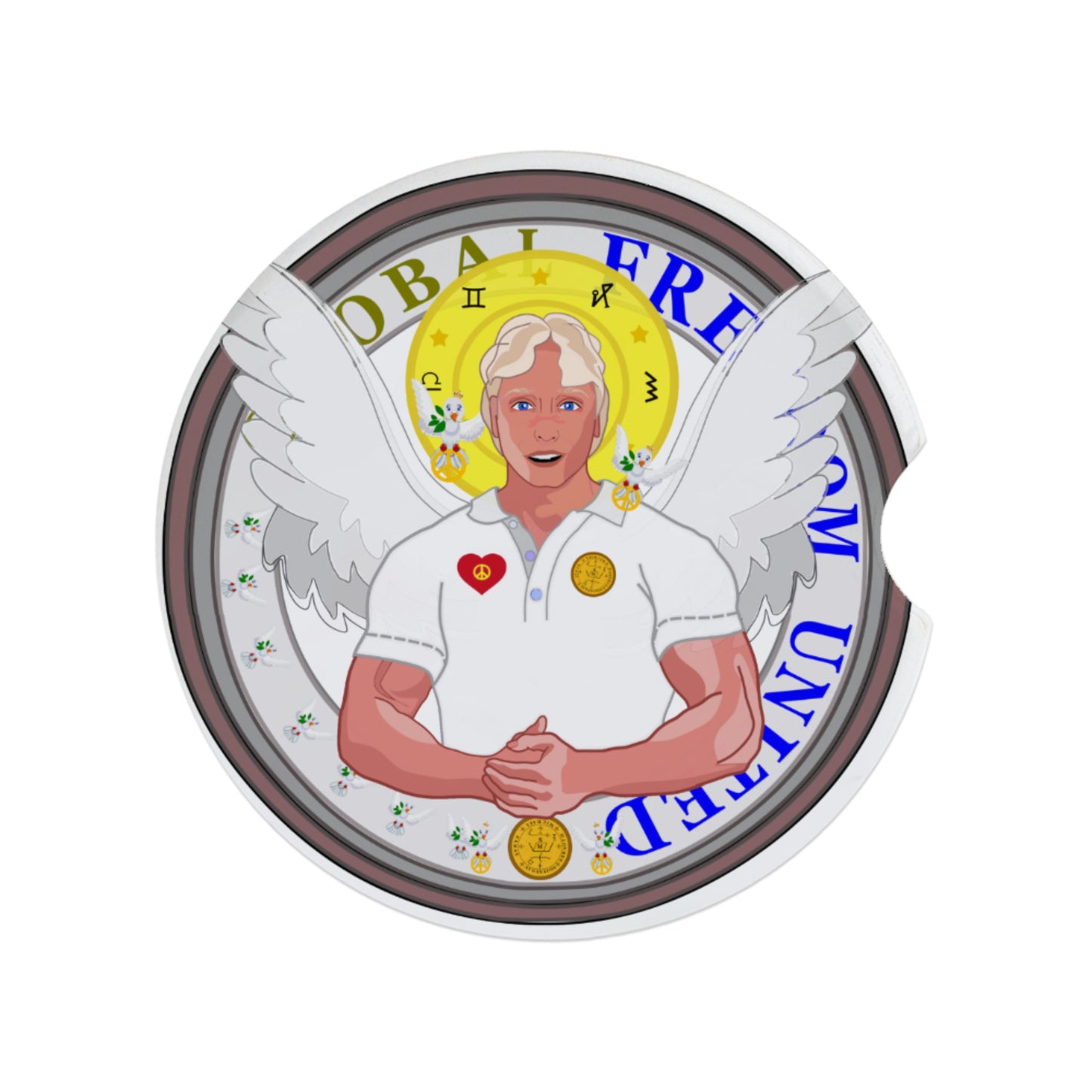 Ceramic Car Coaster Global Freedom United Archangel Michael
