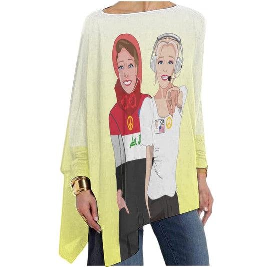 Pullover Long Sleeve T-shirt GLOBAL FREEDOM UNITED© Women Iraq & USA  Yellow