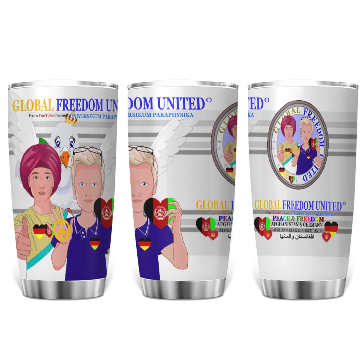 Tumbler Global Freedom United Men Afghanistan & Germany Old Peace Grey