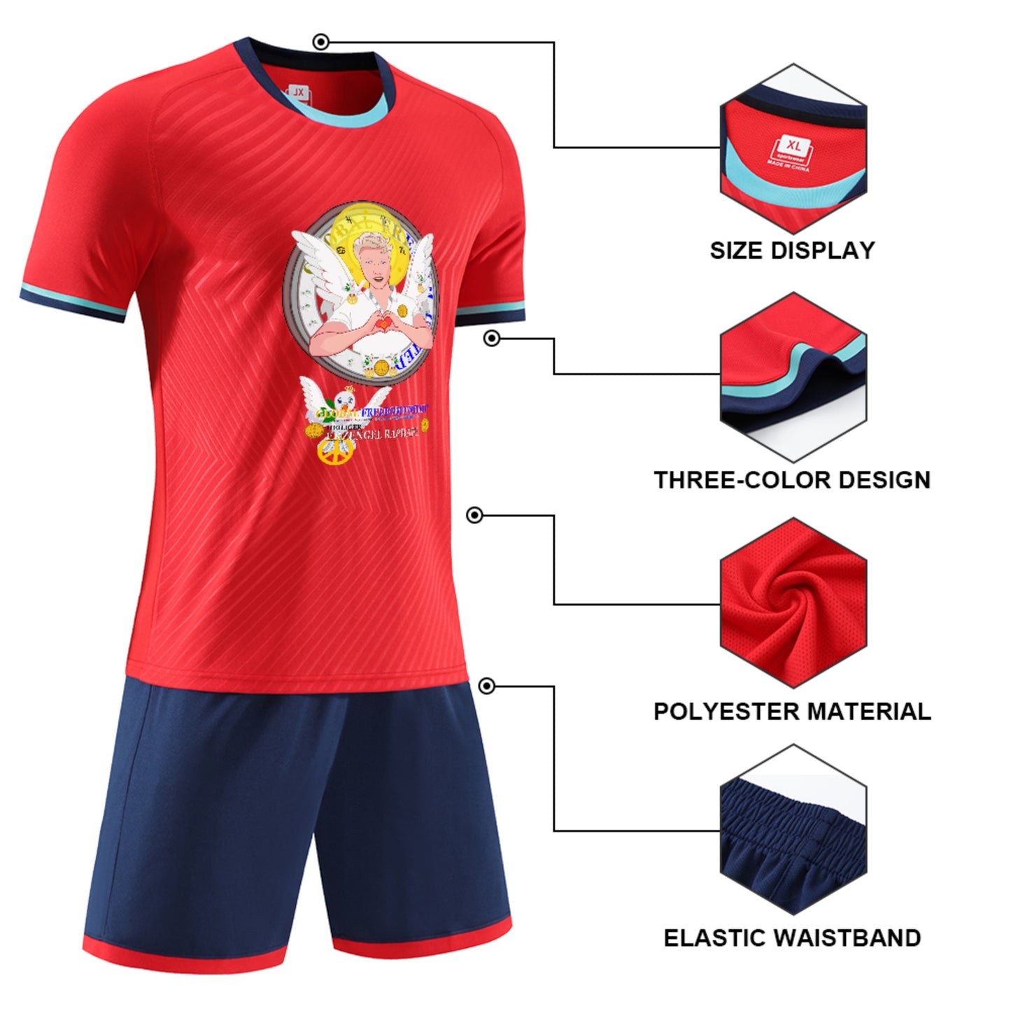 Soccer T-shirt Global Freedom United Archangel Raphael 1 Red