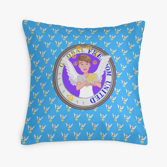Square Pillow Cover GLOBAL FREEDOM UNITED MEN ANGEL OF PEACE BLUE