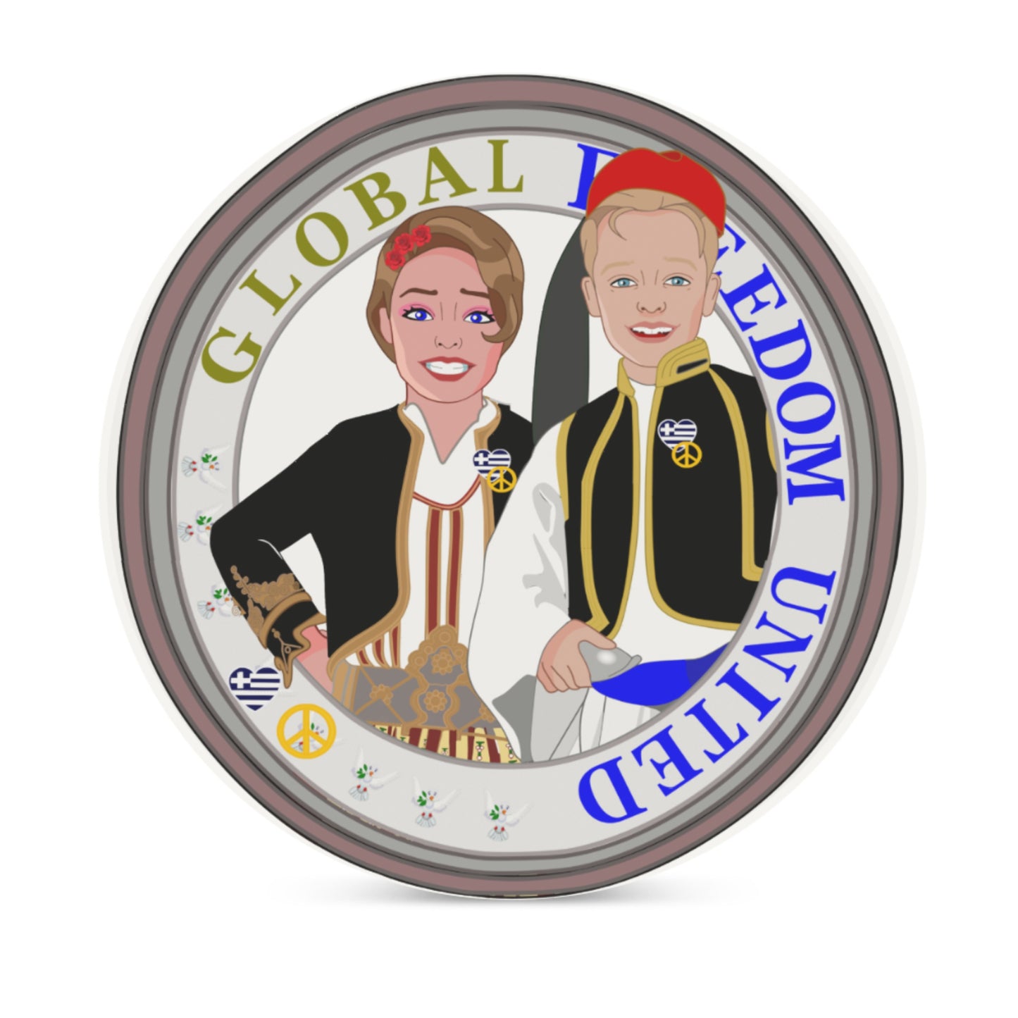 Ceramic Coasters GLOBAL FREEDOM UNITED© Couple Edition Greece