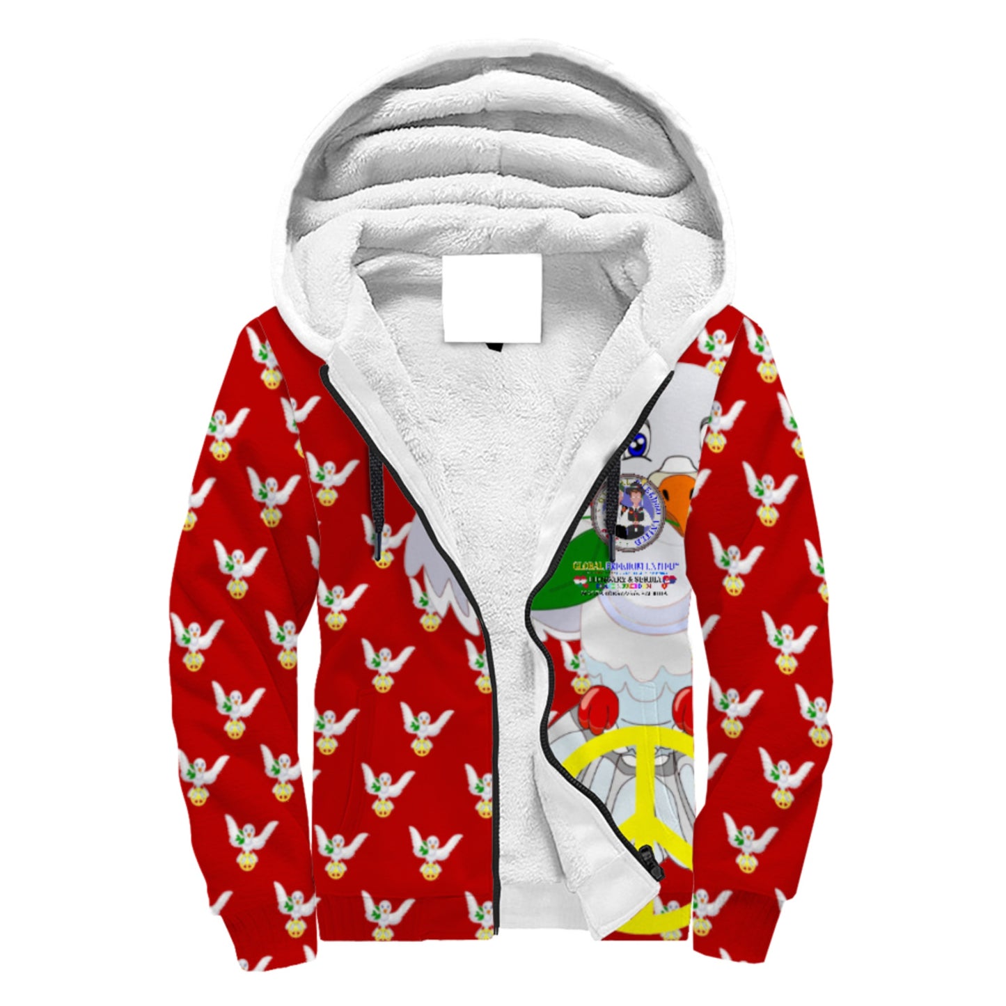 Plush Hoodie GLOBAL FREEDOM UNITED© Men Serbia & Hungary Red