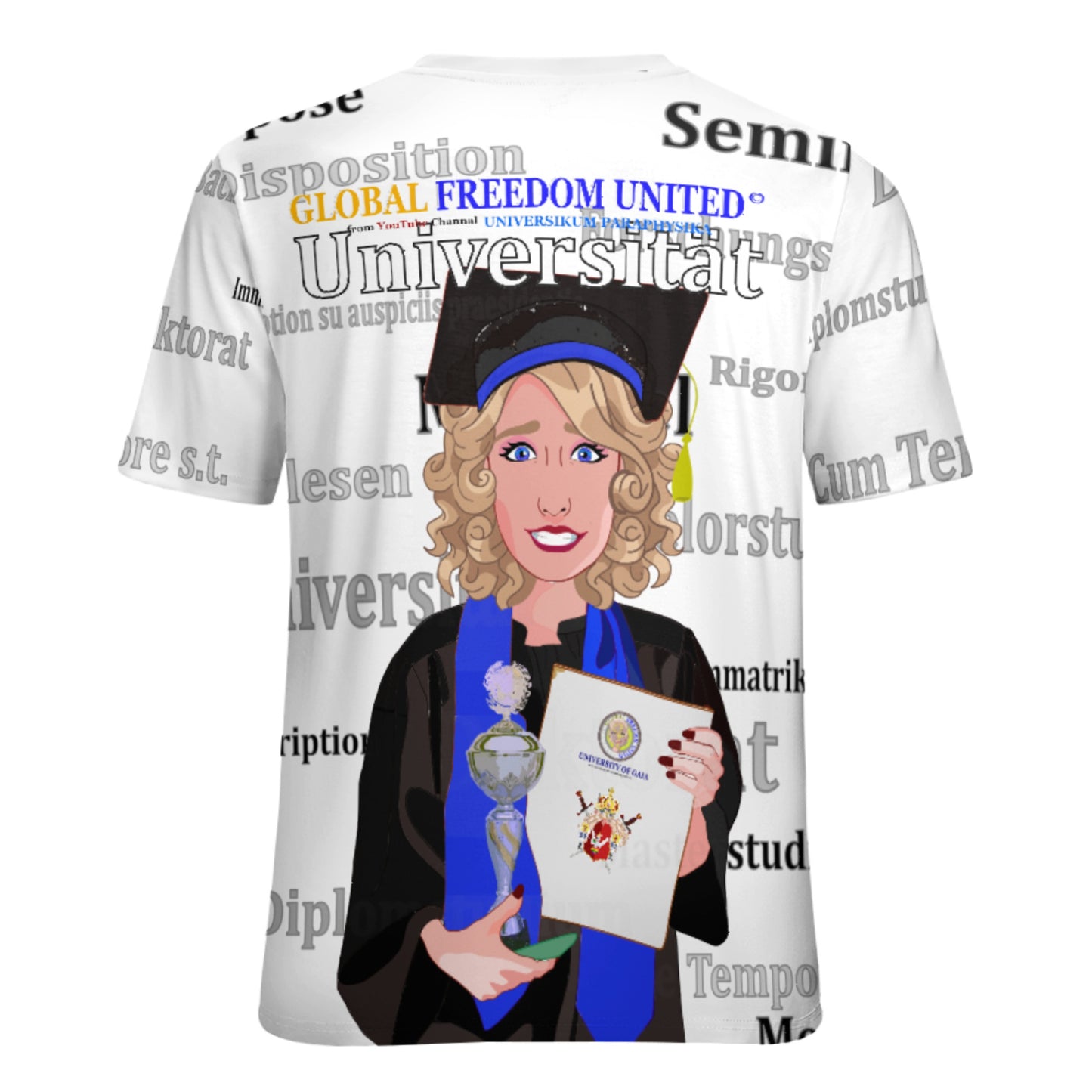 Women´s T-shirt Global Freedom United Student Girl Silver Place Blond Hair 2