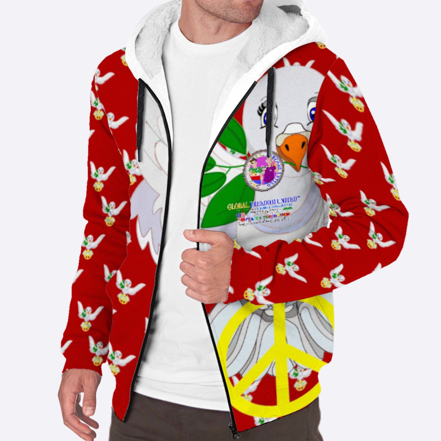 Plush Hoodie GLOBAL FREEDOM UNITED© Men Iran & USA Red