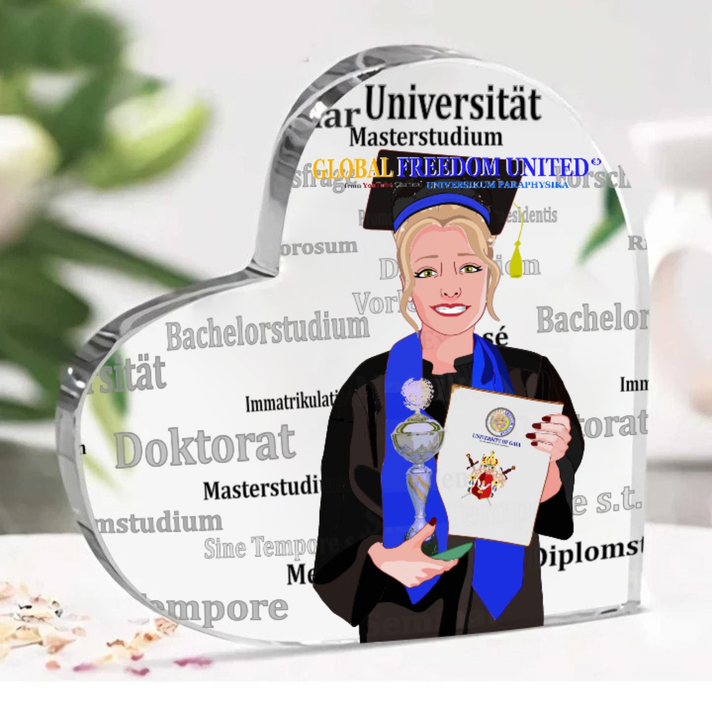 Acryl Heart Global Freedom United Student Girl Silver Place Blond Hair 4