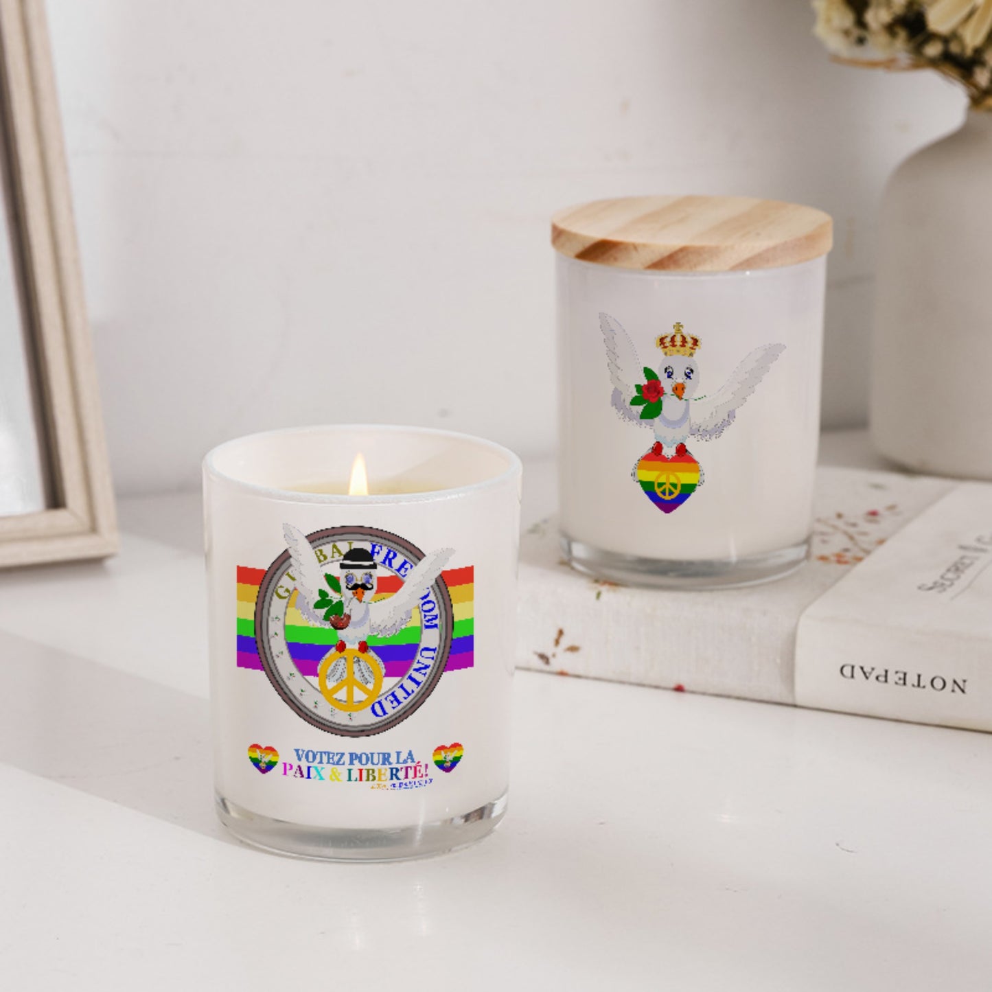 Scented Soy Candle Global Freedom United Dove Of Peace French