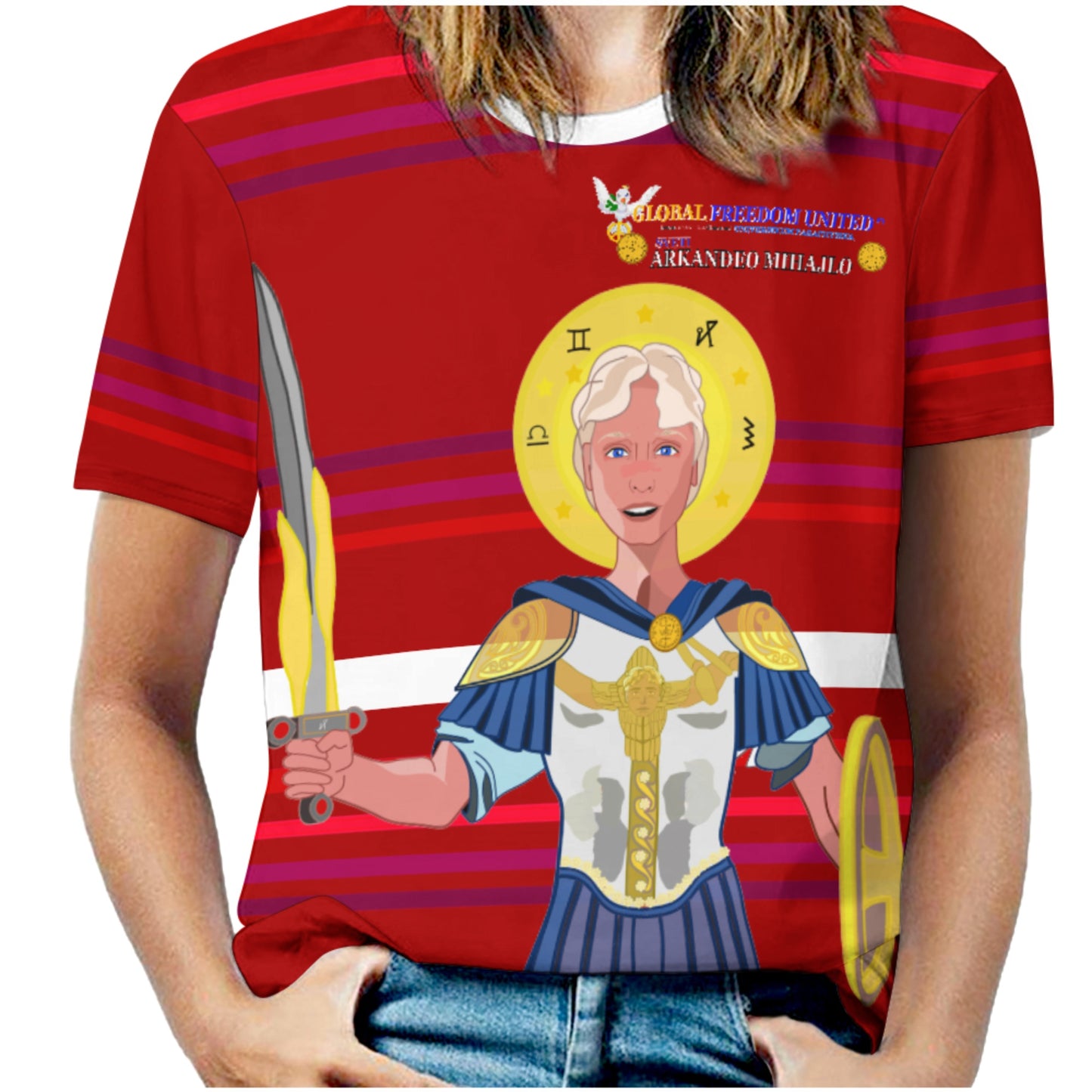Women´s T-shirt Global Freedom United Archangel Michael Croatia V1 Red