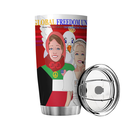 Tumbler Global Freedom United Women Kuwait & Usa Old Peace Red
